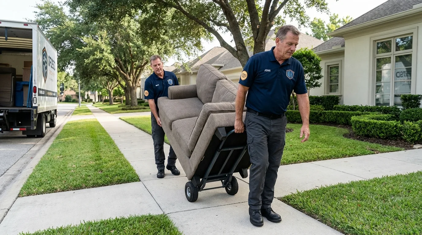 Local residential moving crew loading furniture in Menominee, MI